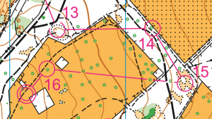 Map extract showing the last 4 controls on a sample course